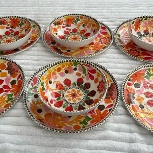 Melamine 6-Dinner Plates 4-salad Bowls By Threshold Target Bright Floral